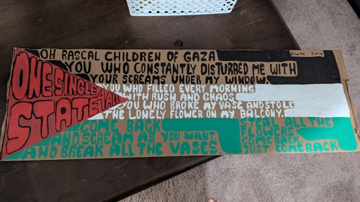 Palestinian flag with the Rascal children of Gaza poem
